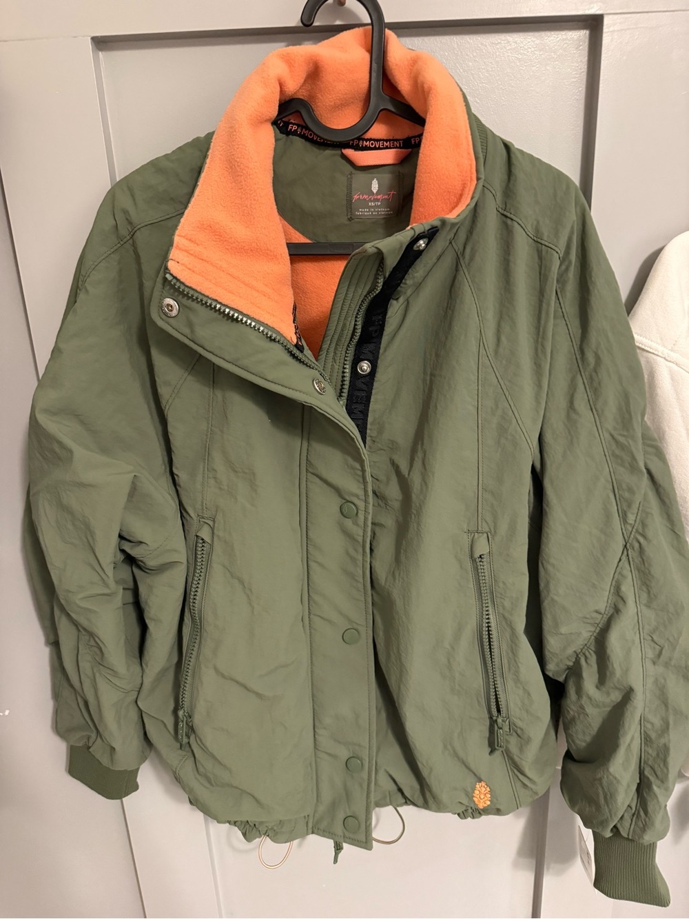 Olive Green field tripper Jacket with peachy Fleece inside - free people